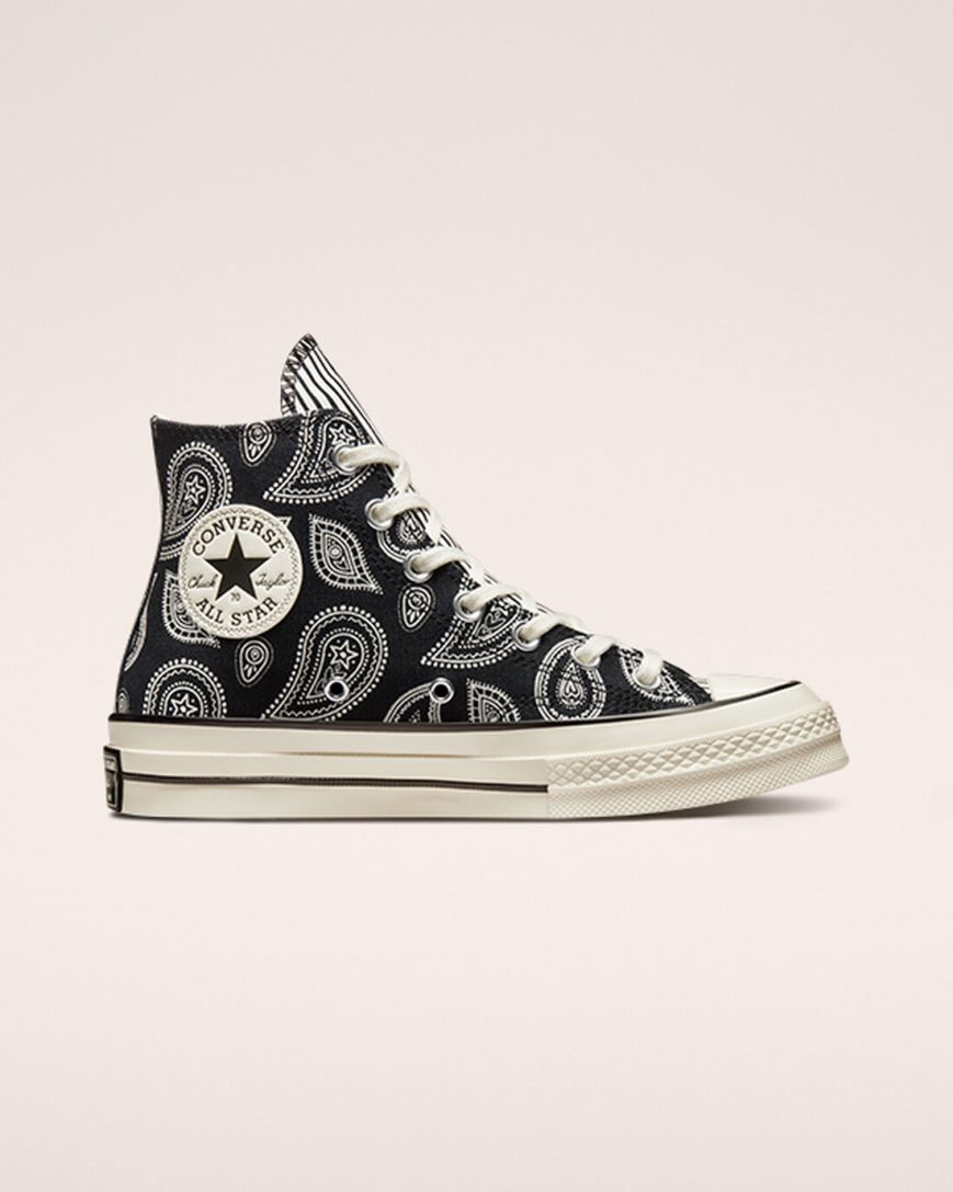 Zapatillas Altas Converse Chuck 70 Paisley Mujer Negras | PE PE57L4